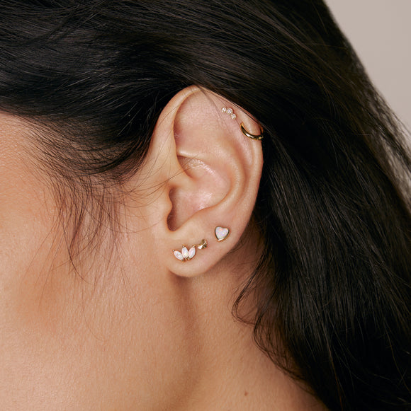 Ttiple diamond stud earring solid gold