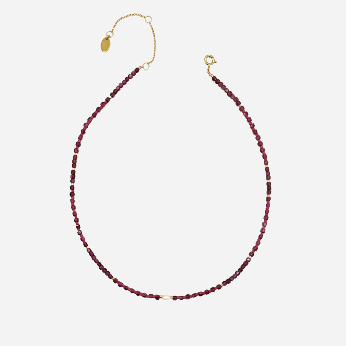 Red Garnet Miyuki glass beads necklace Year of the Dragon
