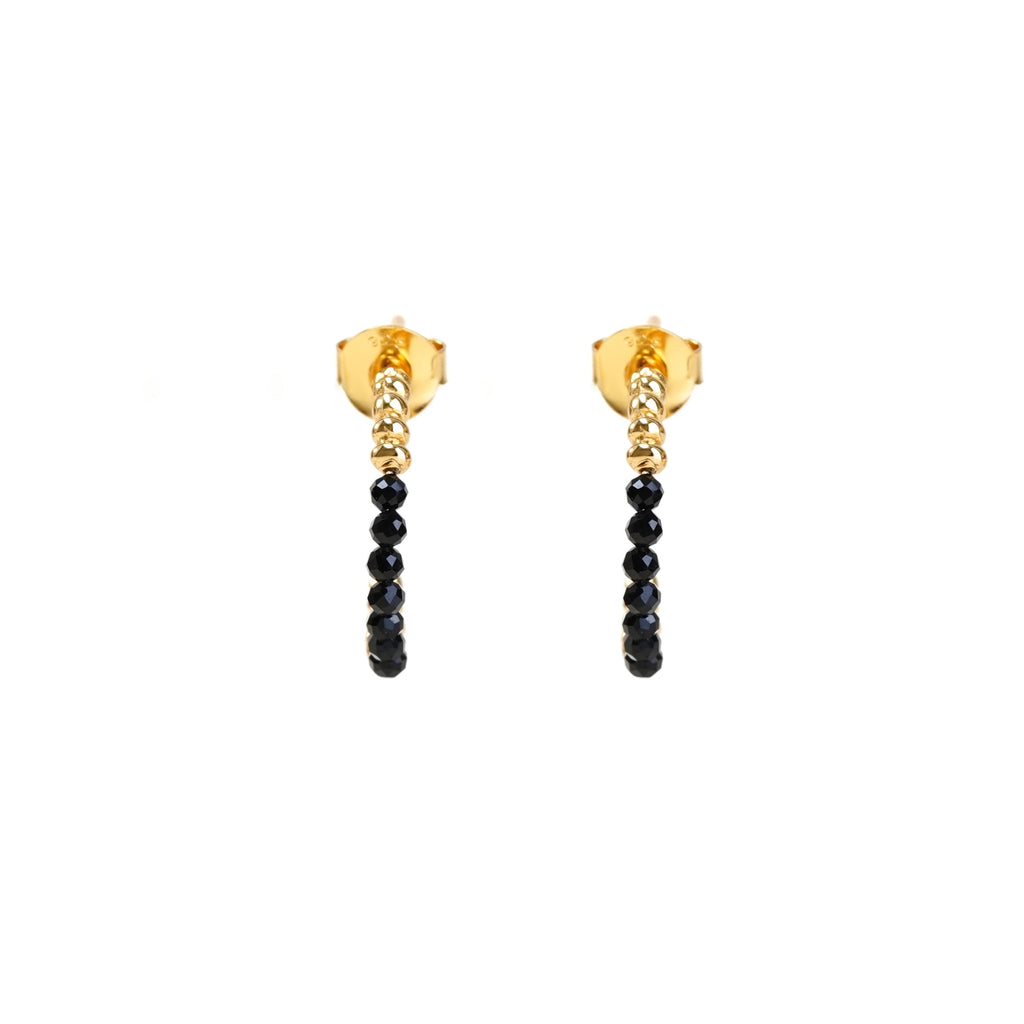 black spinel hoop earrings