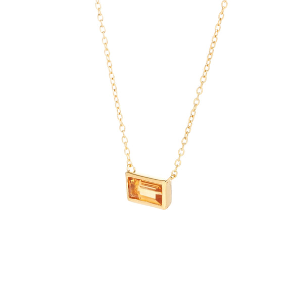 Citrine Baguette cut gold vermeil necklace