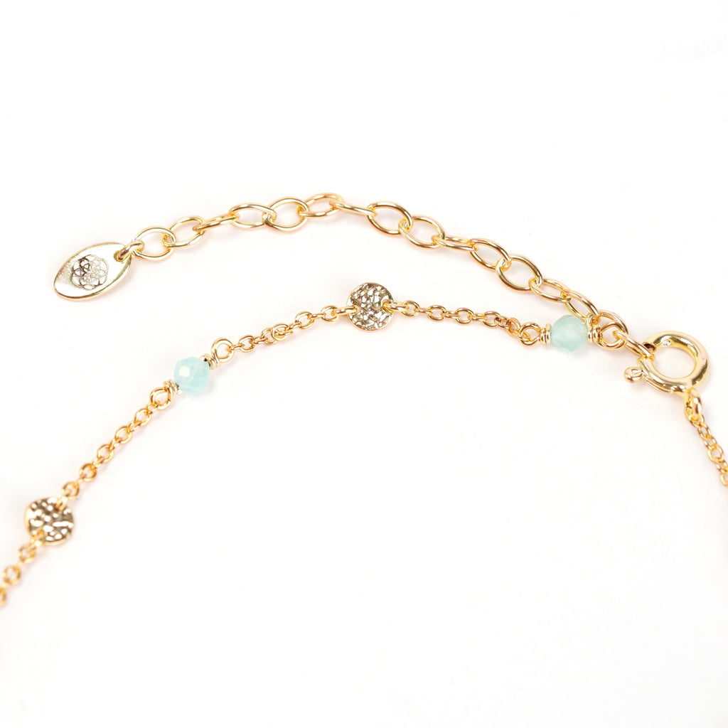 aqua blue gemstone disk necklace