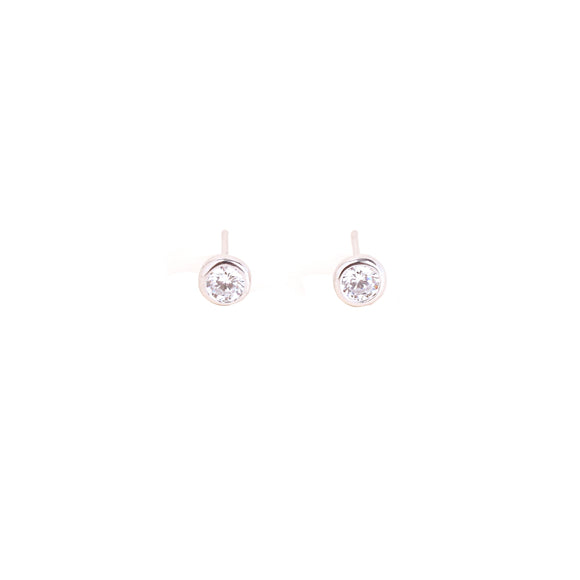 silver sparkling button stud earrings  by Karma Links Jewellery