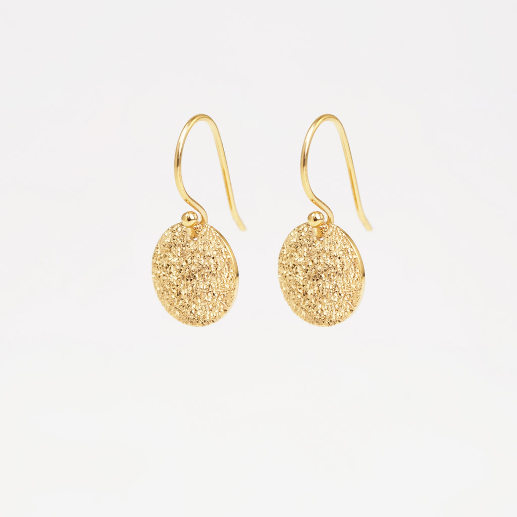 gold hammered vermeil gold drop earrings