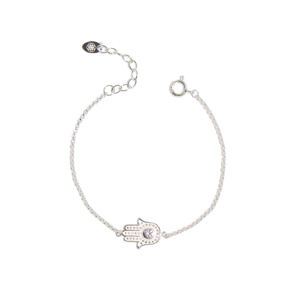 Sparkling silver Hamsa Hand bracelet I Karma Links Jewellery
