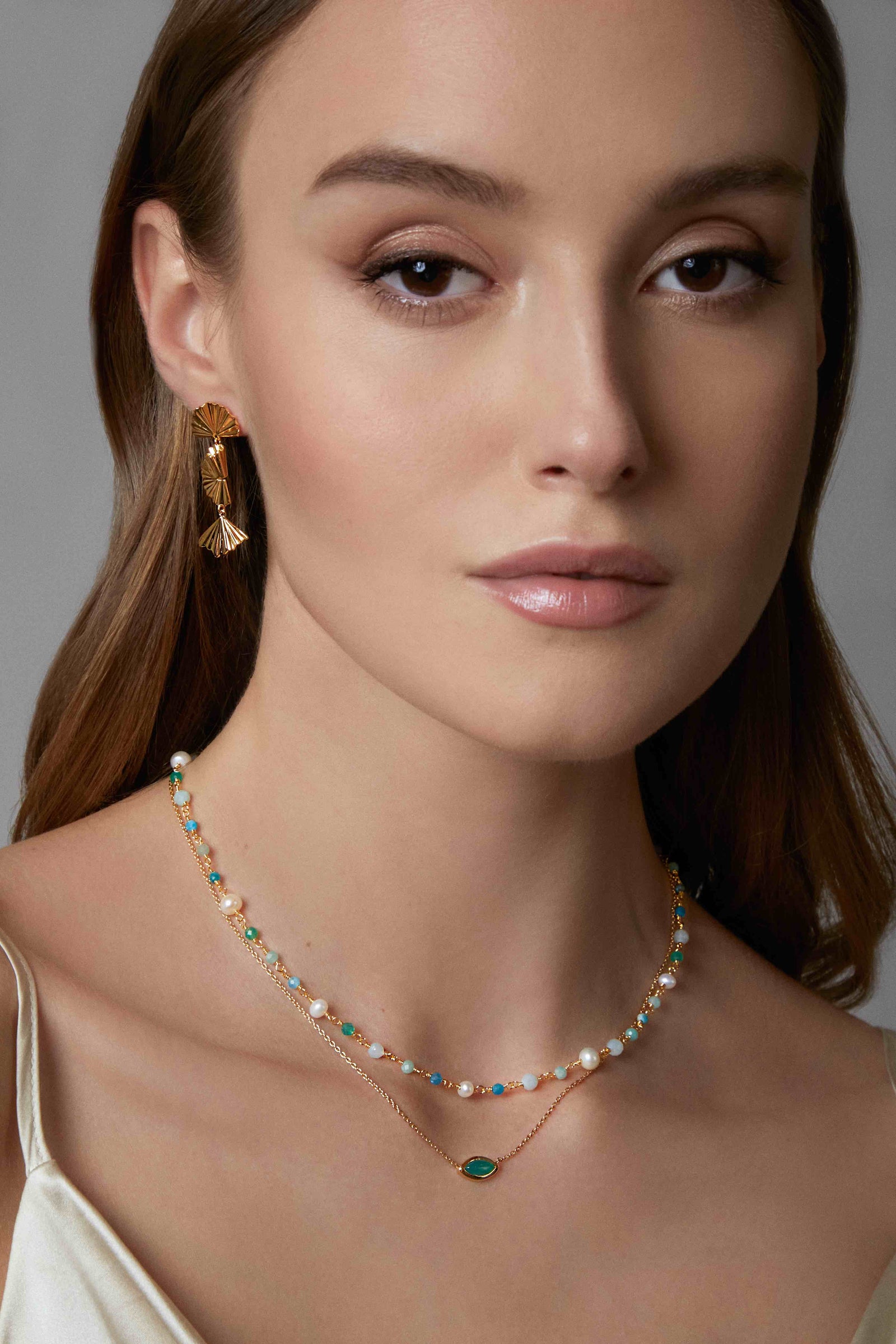 green agate evil eye charm necklace