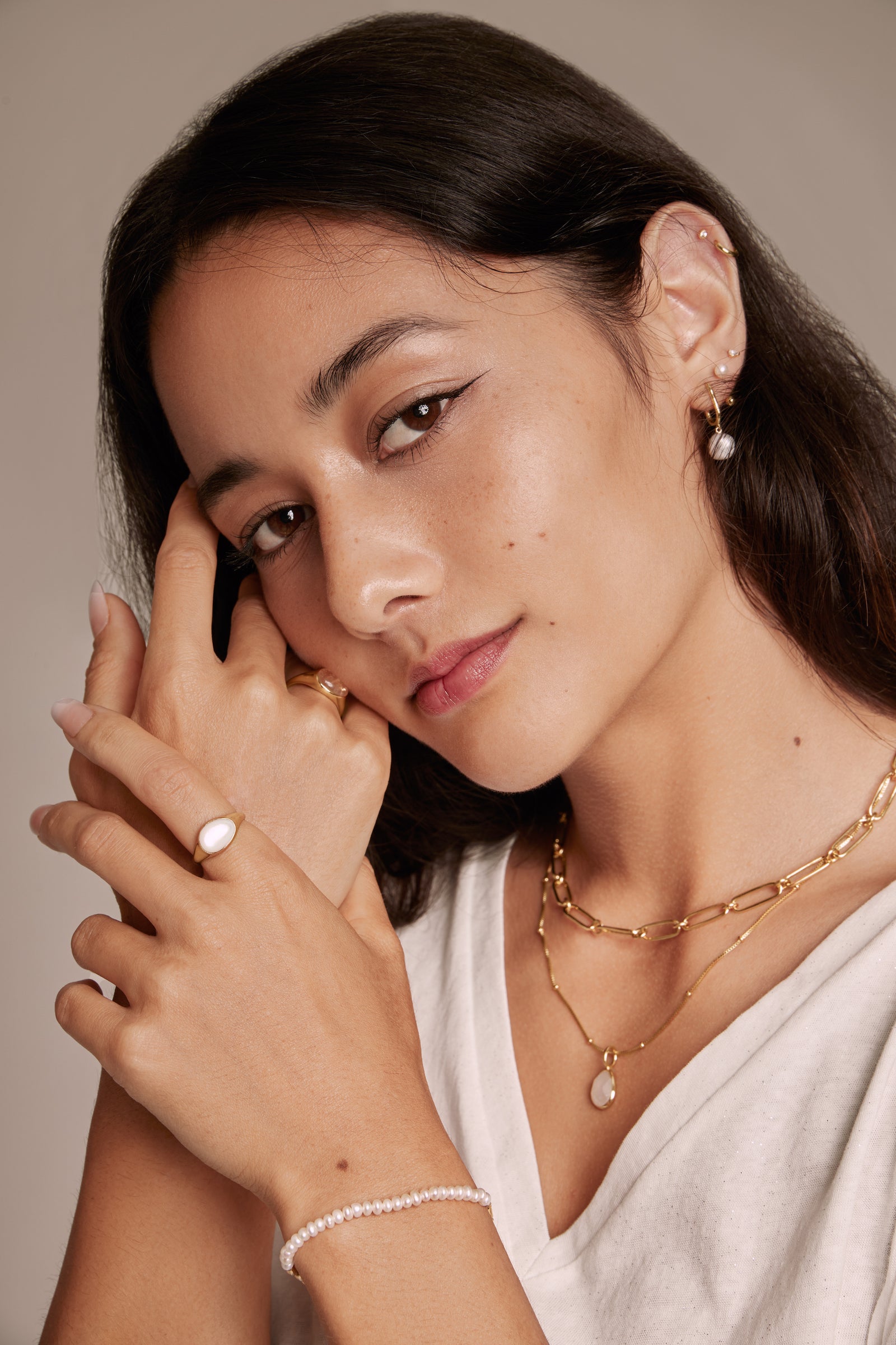 White moonstone gold vermeil charm