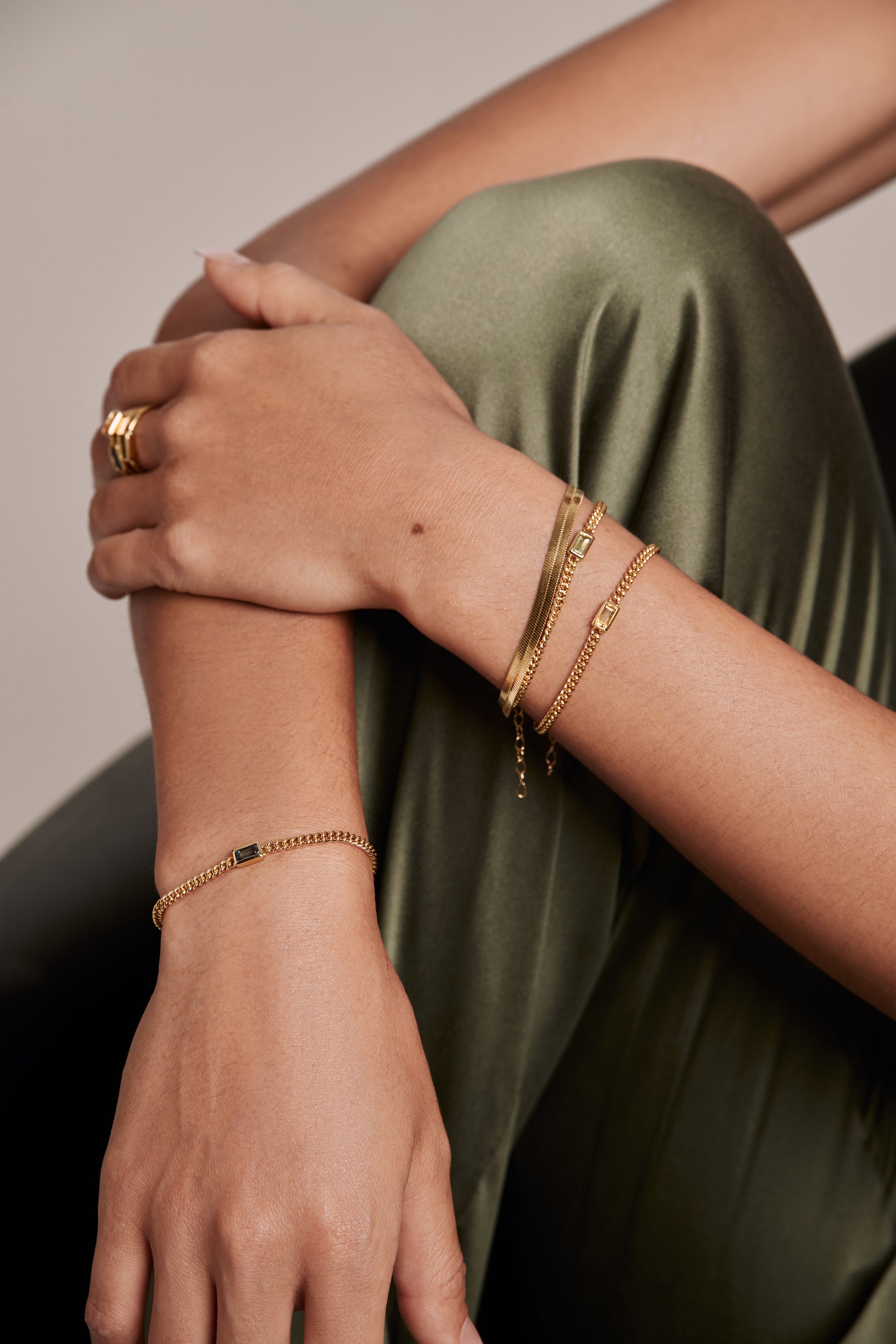 citrine baguette curb chain bracelet in vermeil gold