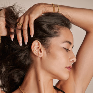 mini gold pavé bar stud earrings