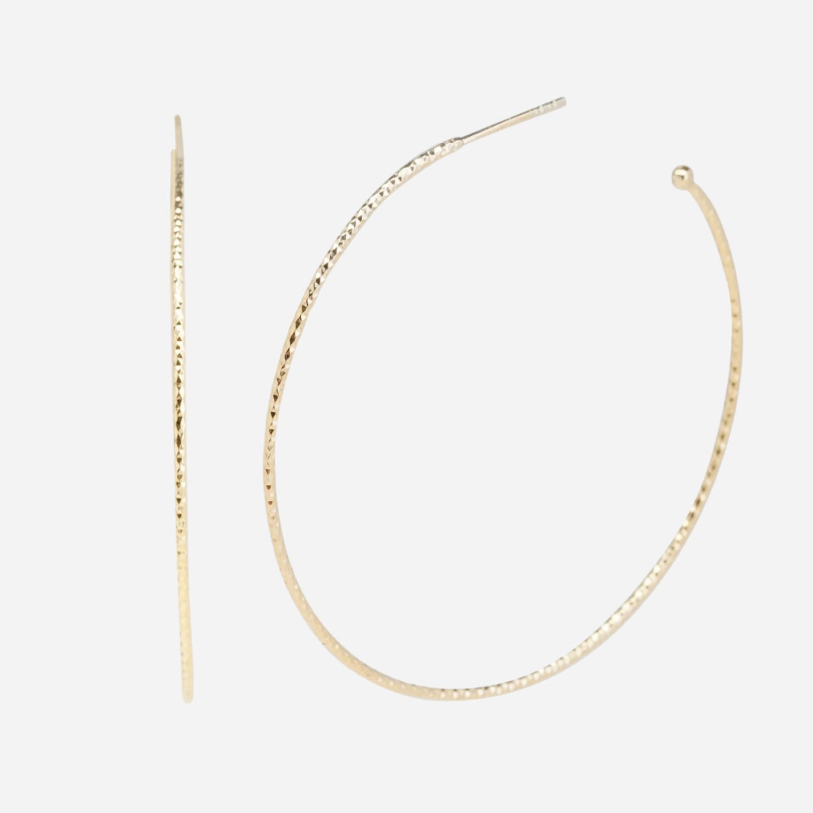 Gold plated sterling silver large hammer hoop earringsed h