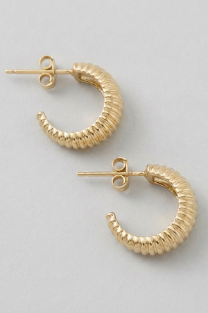 gold ridged dome hoop earrings