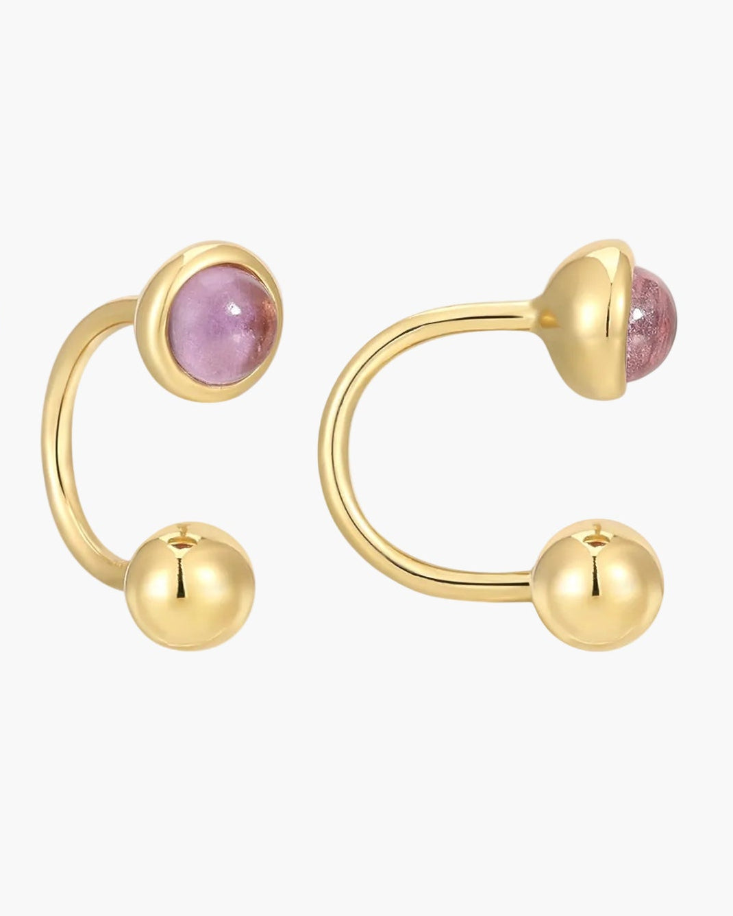 Amethyst reverse huggie hoop earring