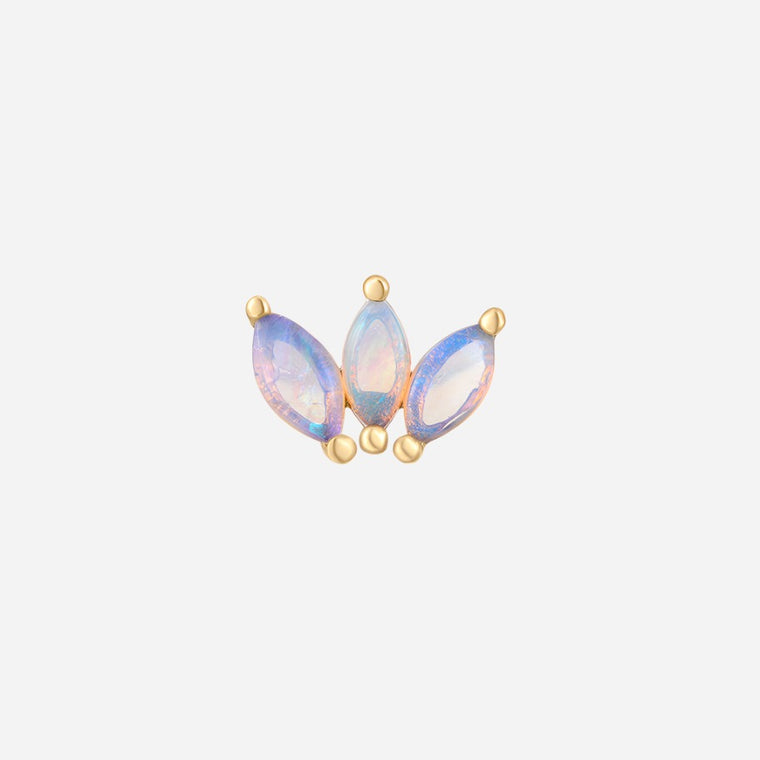 opal fan single stud earring in solid gold