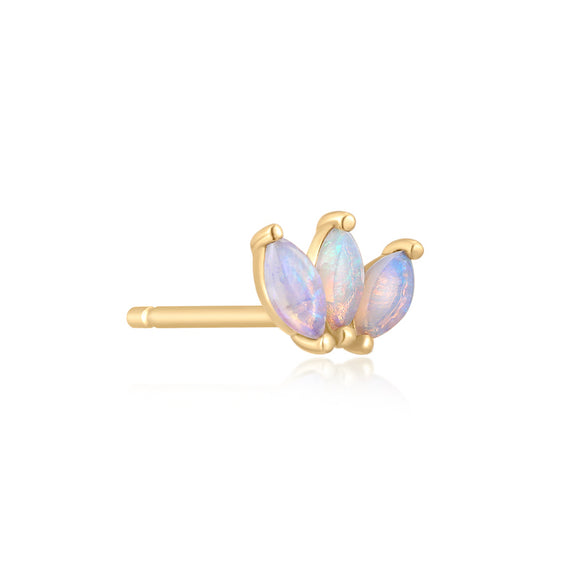 opal fan single stud earring in solid gold