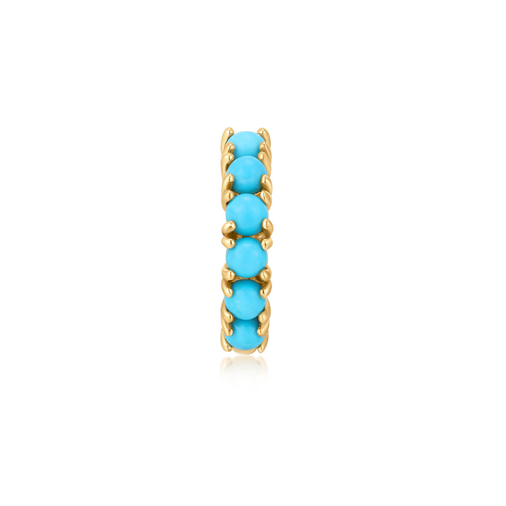 Turquoise single hoop earring in solid gold