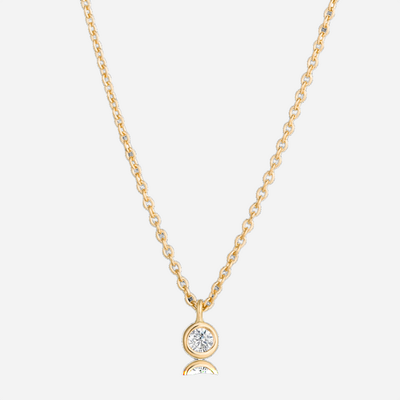 Solitaire diamond solid gold necklace