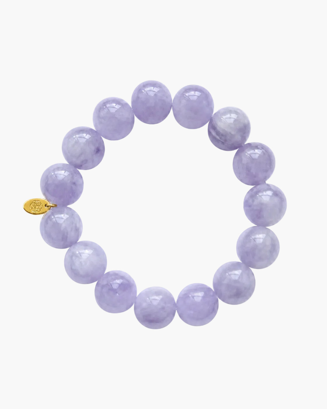 Lavender beaded bracelet on a light grey background