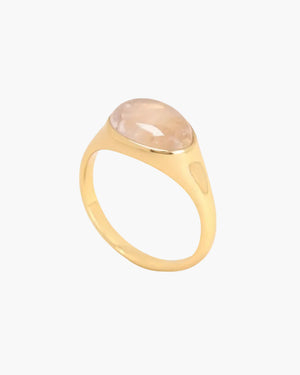 Rose Quartz cabochon gold ring