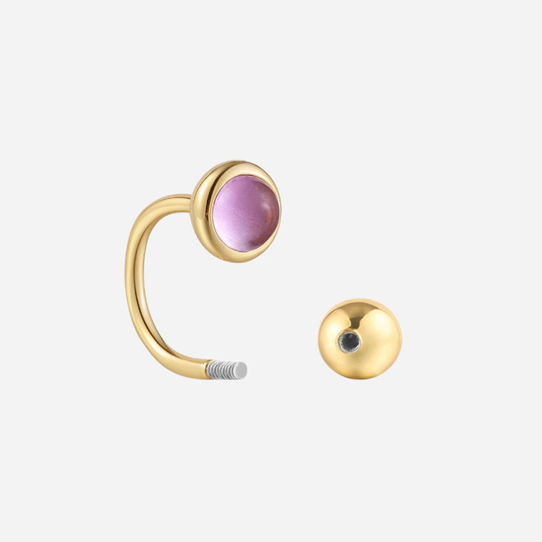 amethyst huggie hoop earring in vermeil gold