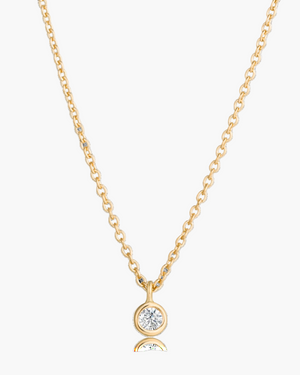 Solitaire diamond solid gold necklace