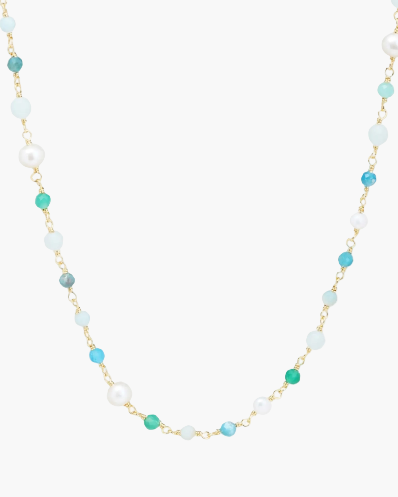 blue tone gemstone and pearl choker necklace