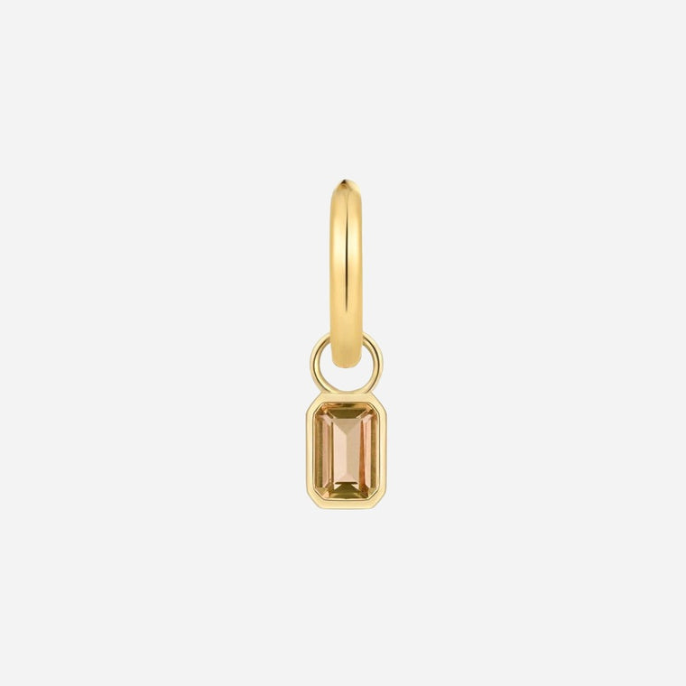 Citrine single gemstone hoop earring