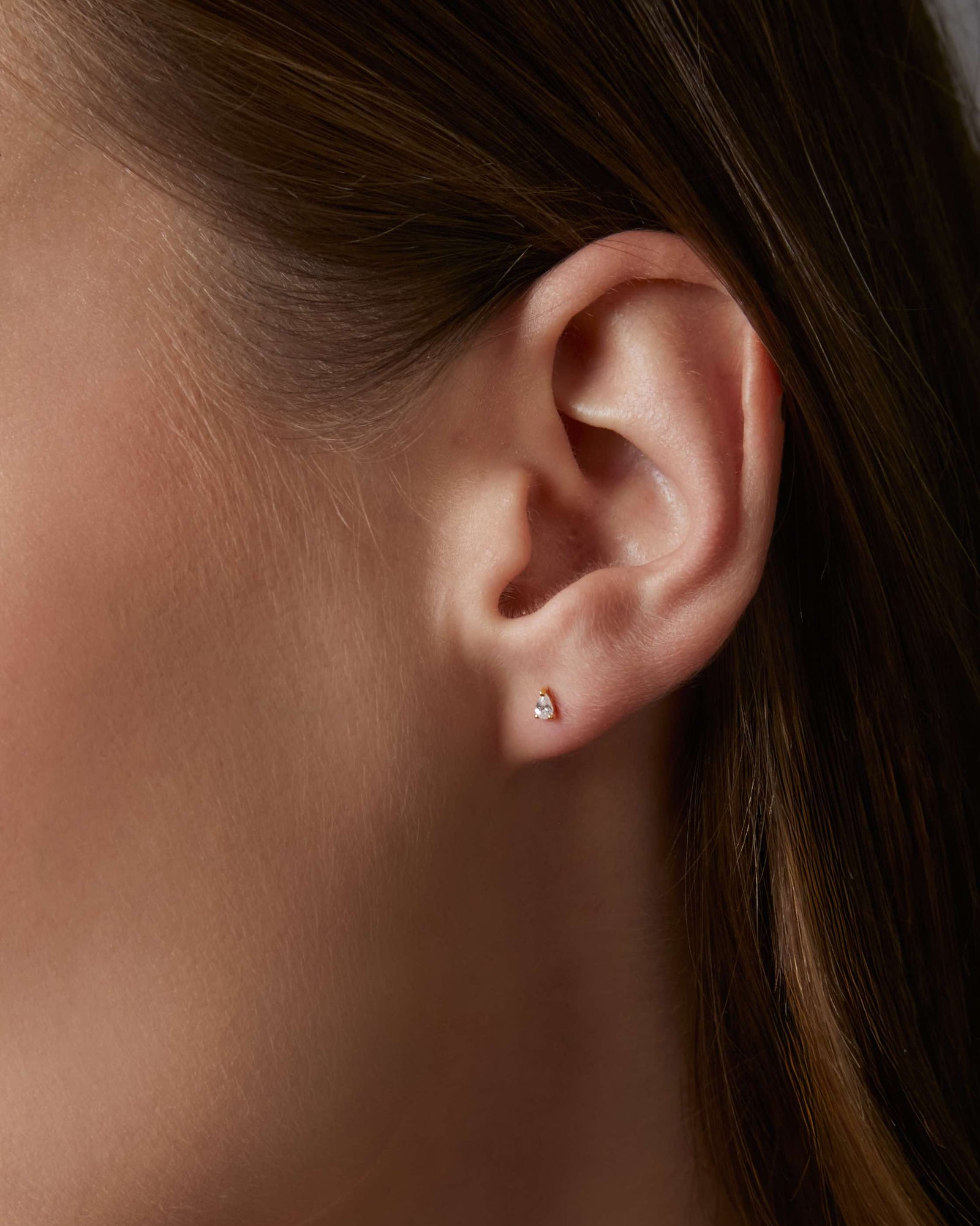 pear drop stud earrings in gold vermeil