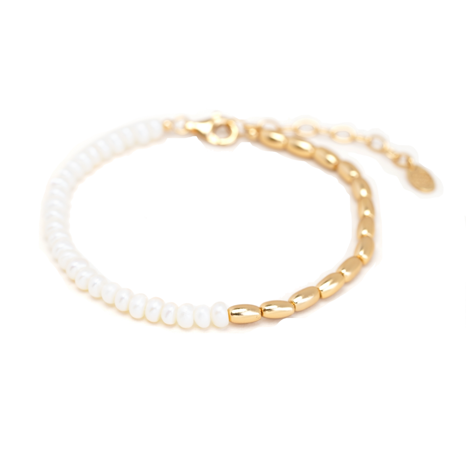 Freshwater pearl gold nuggets bracelet