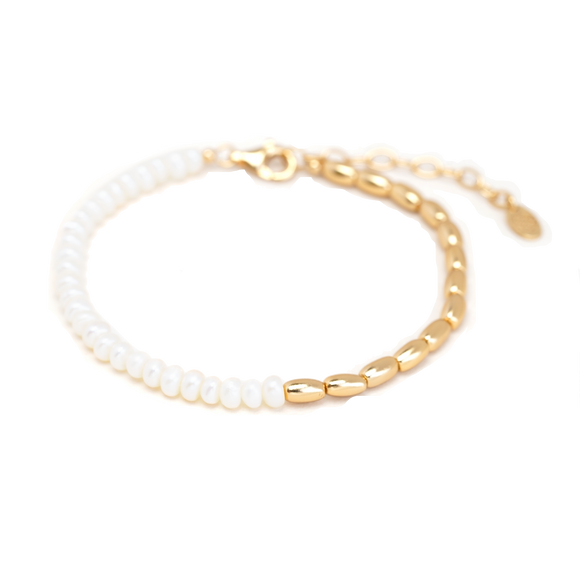 Freshwater pearl gold nuggets bracelet