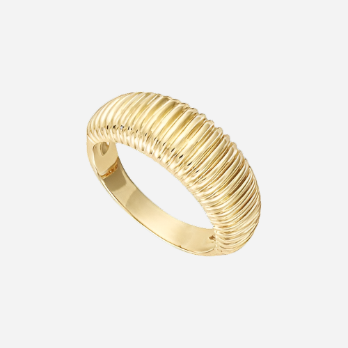 gold vermeil gold ribbed dome ring