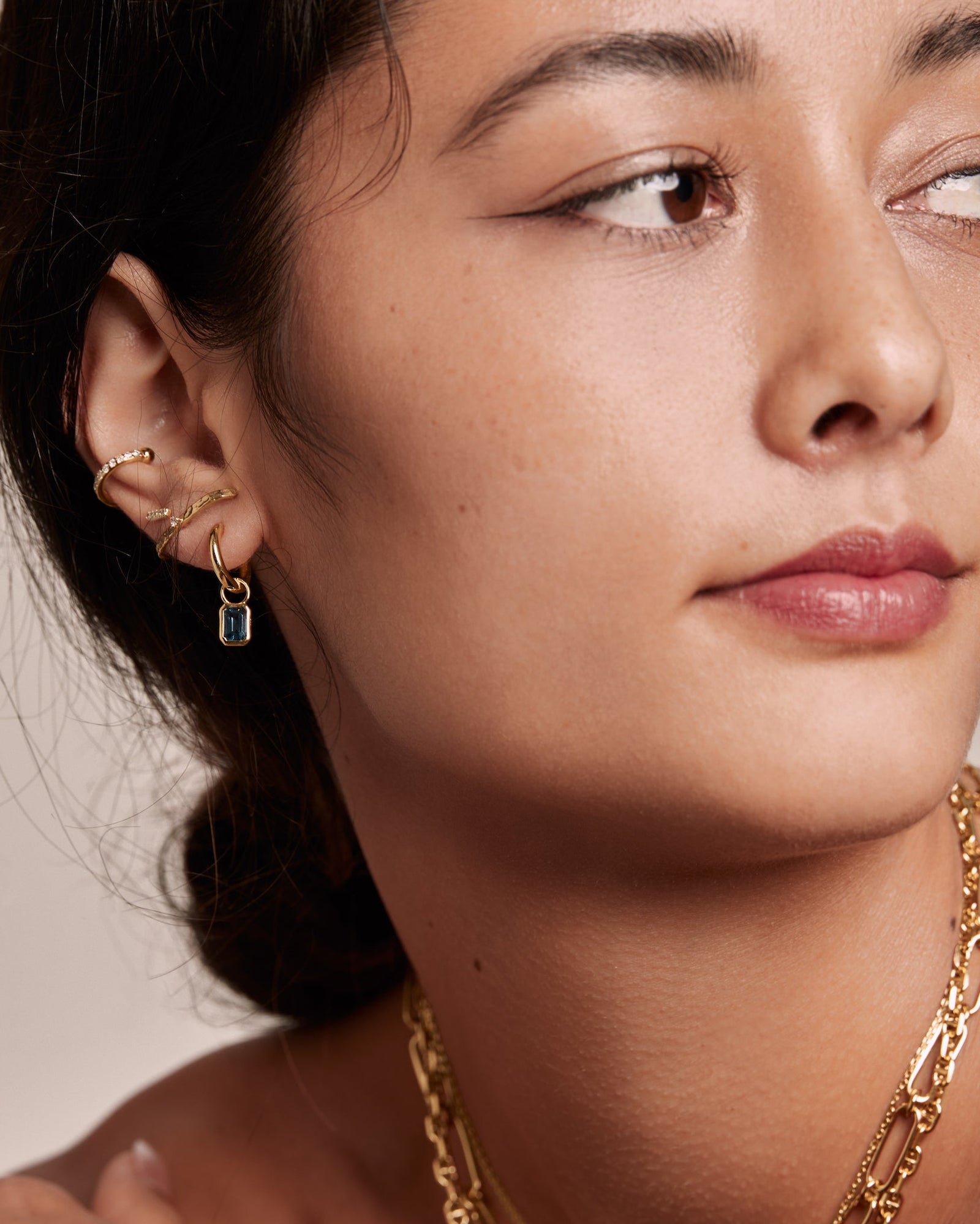 London Blue Topaz gold vermeil hoop