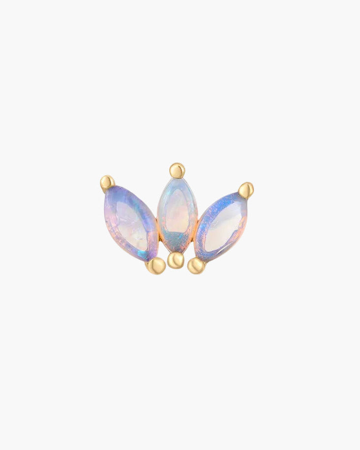 opal fan single stud earring in solid gold