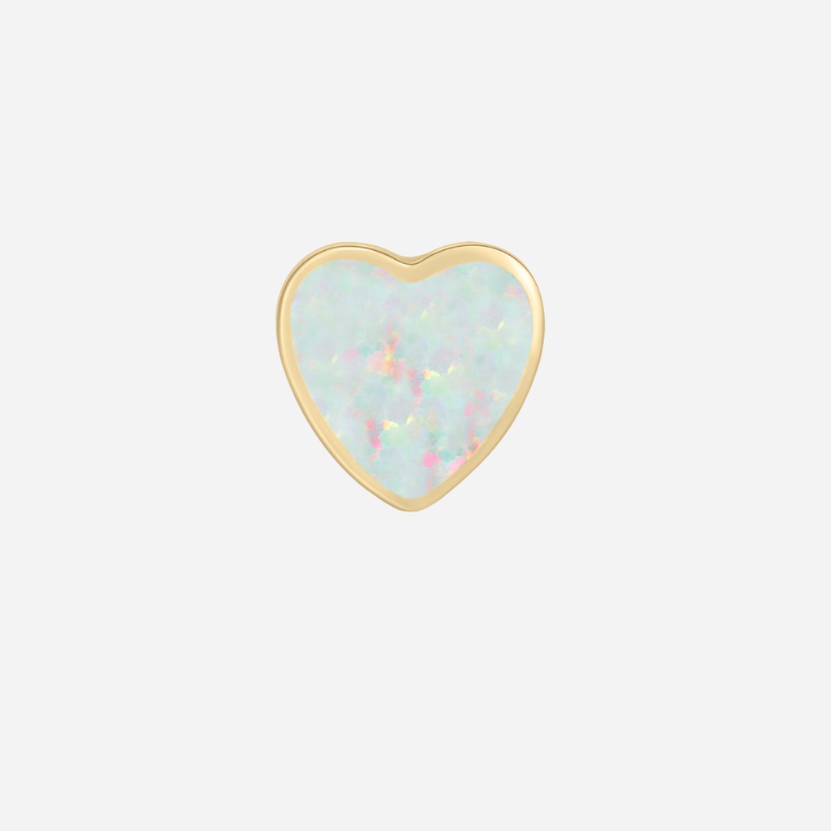 opal heart single stud earring in solid gold