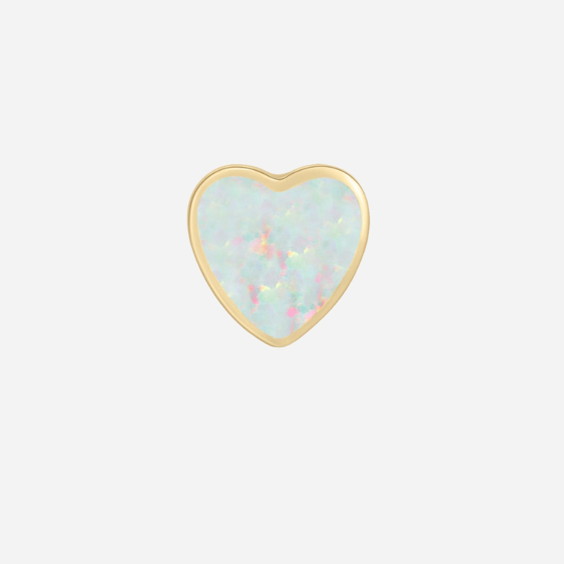 opal heart single stud earring in solid gold
