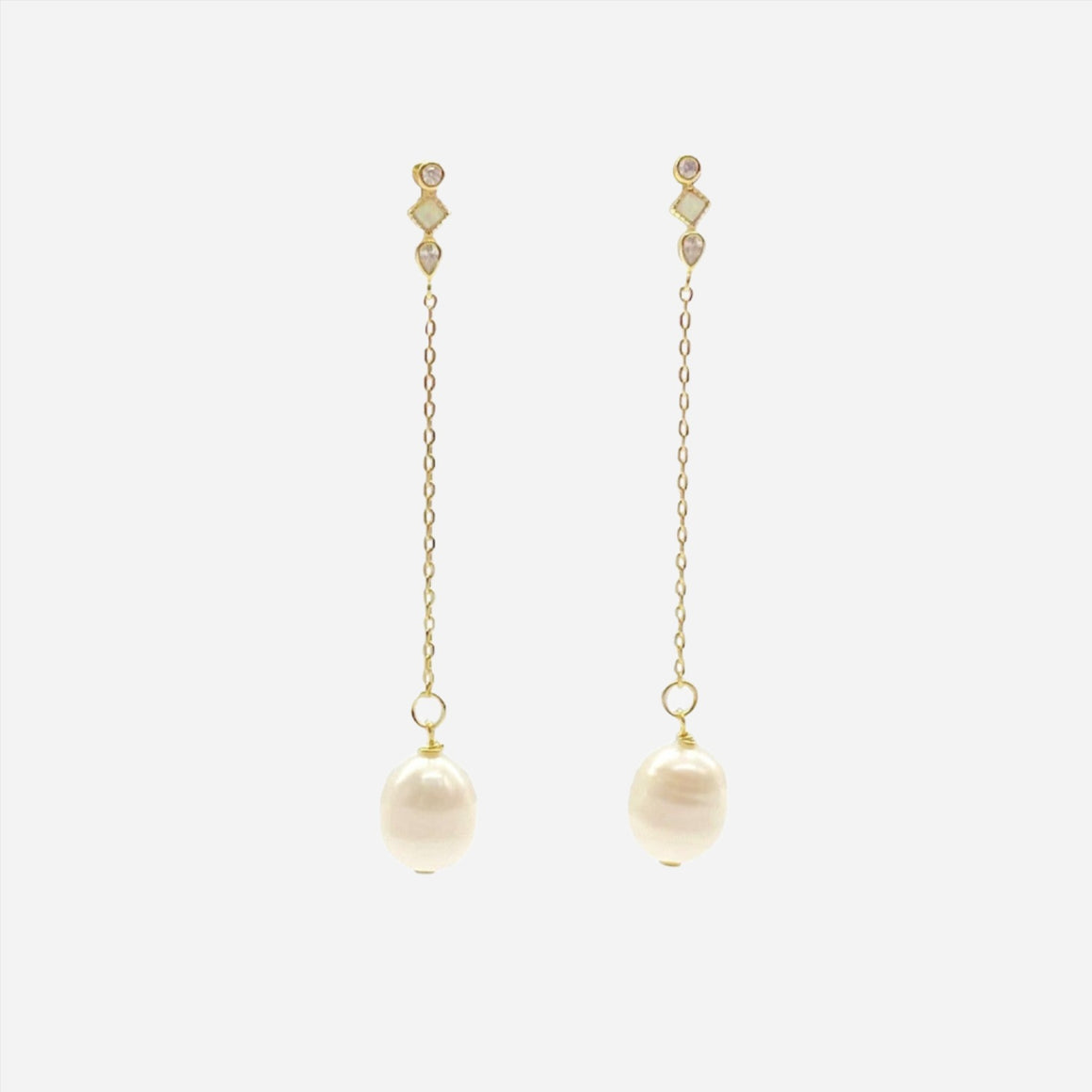 studded pearl chain earrings