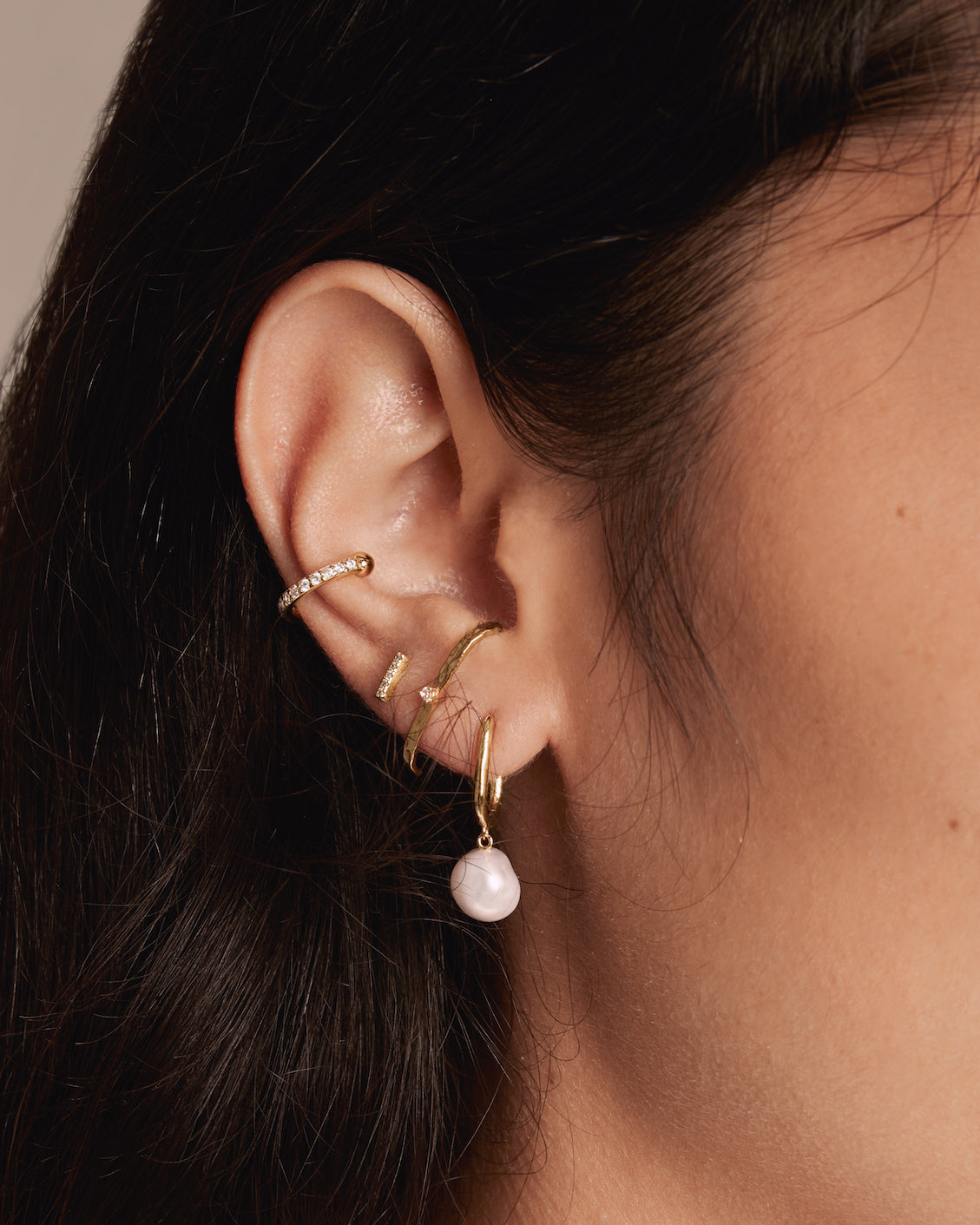 pavé cz ear cuff in gold vermeil