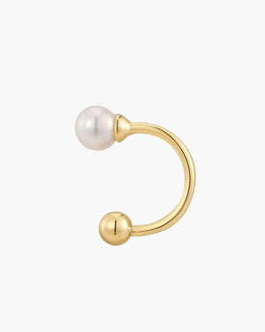 pearl huggie hoop reverse earring