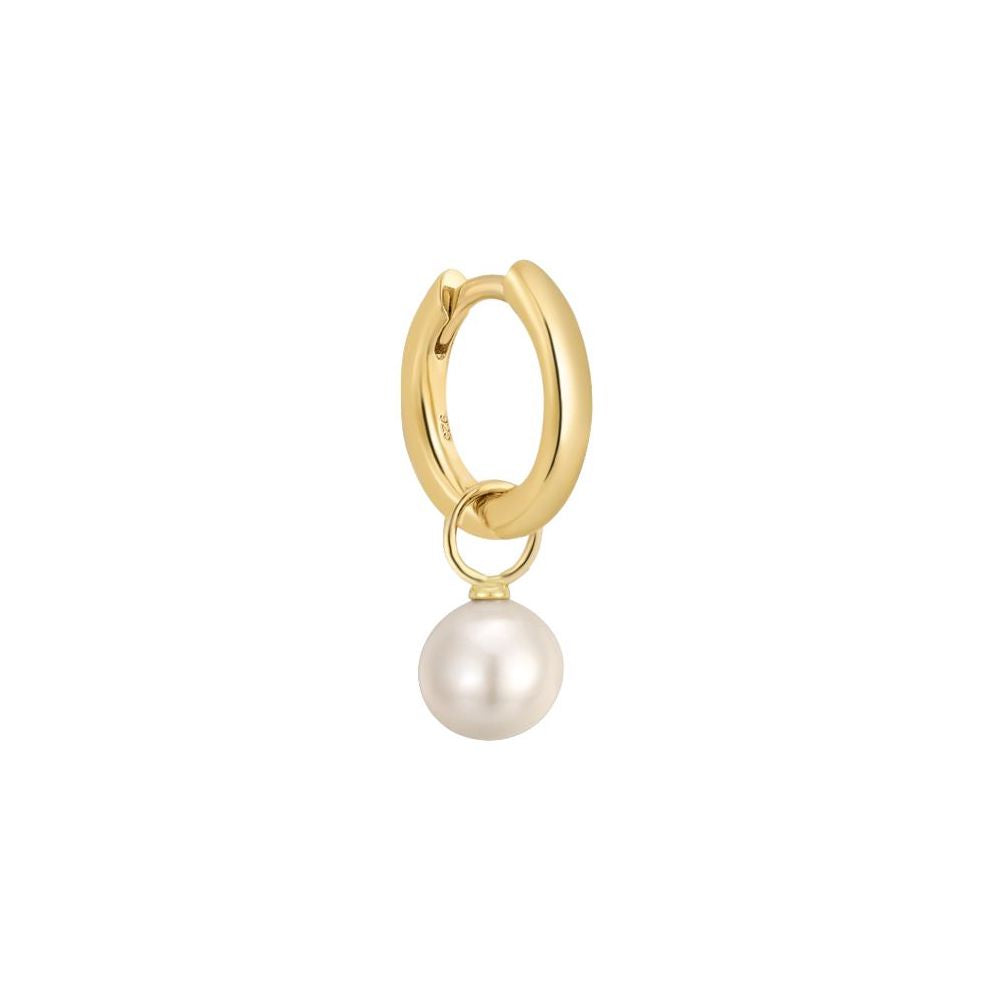 pearl single hoop earring