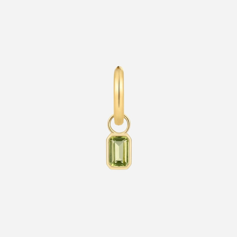 Olivine green baguette hoop gold vermeil earring