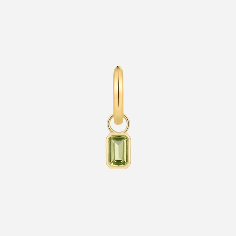 Green gemstone single hoop earring