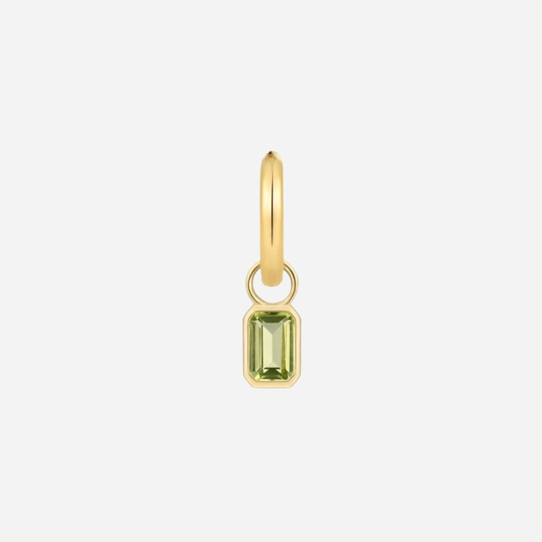 Green gemstone single hoop earring