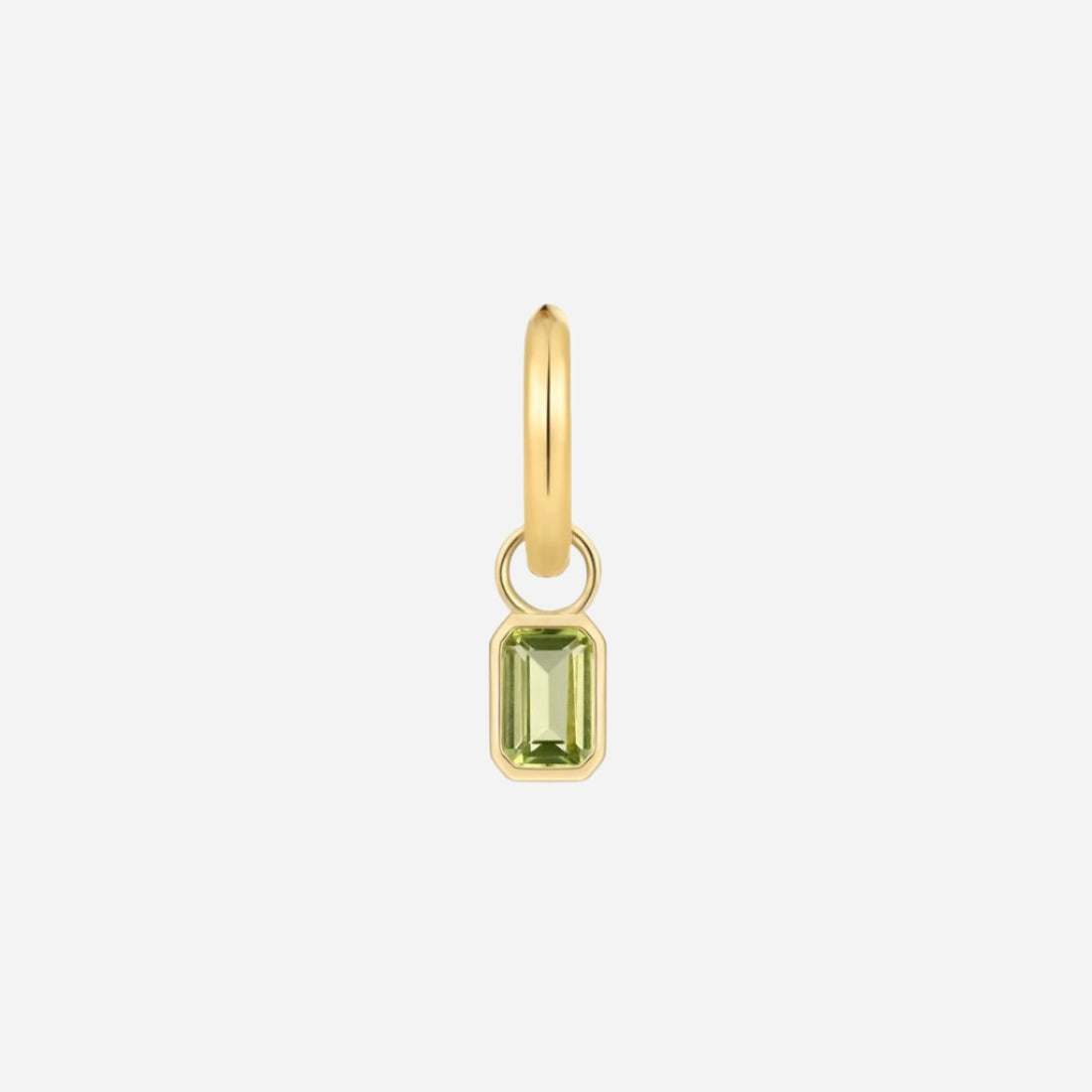 Olivine green baguette hoop gold vermeil earring