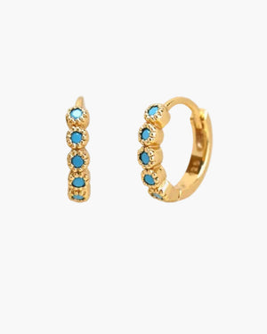 turquoise blue gold plated silver hoop earrings