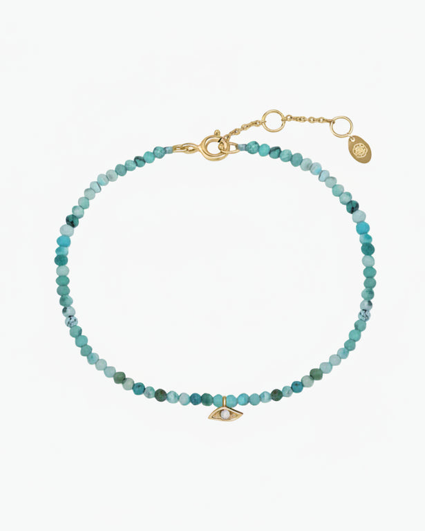 Gold opal evil eye turquoise bracelet