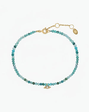 Gold opal evil eye turquoise bracelet