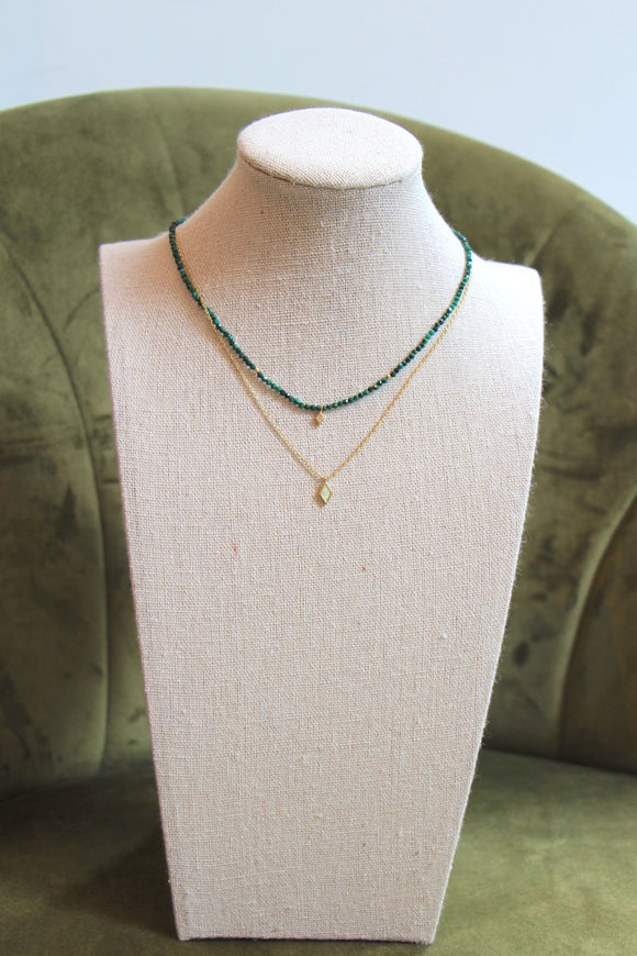 gold opal dainty necklace