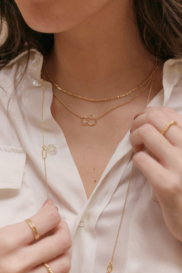 interlocking double ring necklace