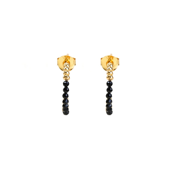 black spinel hoop earrings