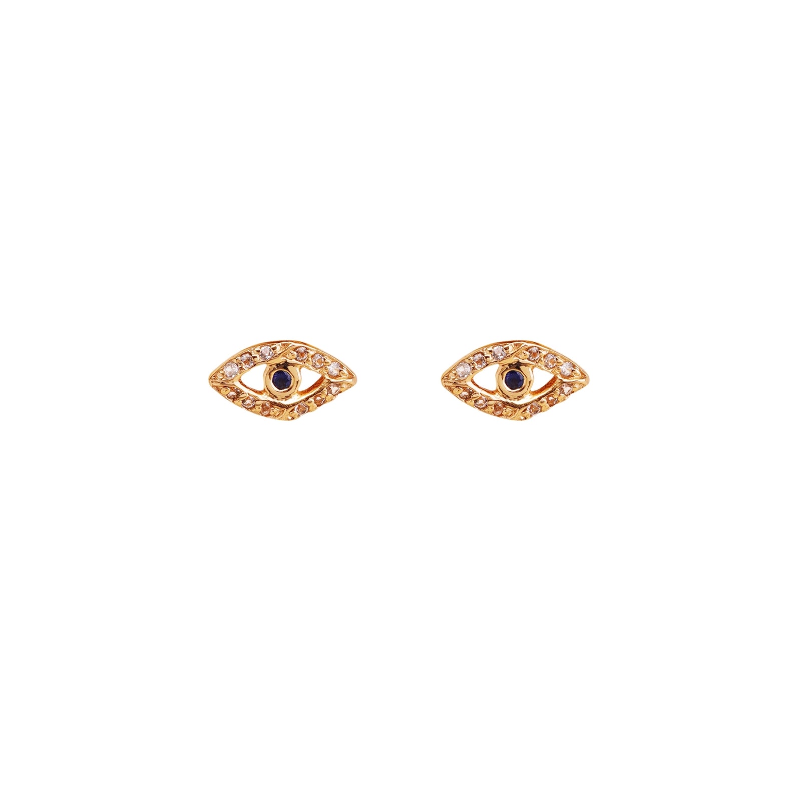 sapphire evil eye vermeil gold stud earrings