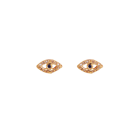 sapphire evil eye vermeil gold stud earrings