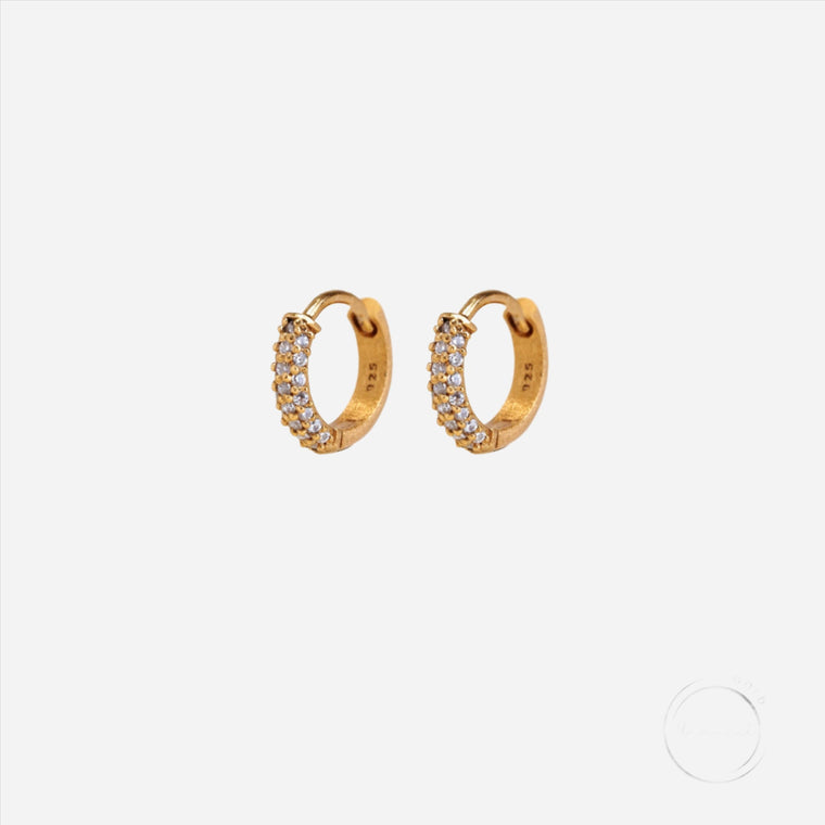 Mini pavé huggie hoop earrings